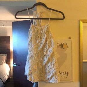 White lace halter top tank top.